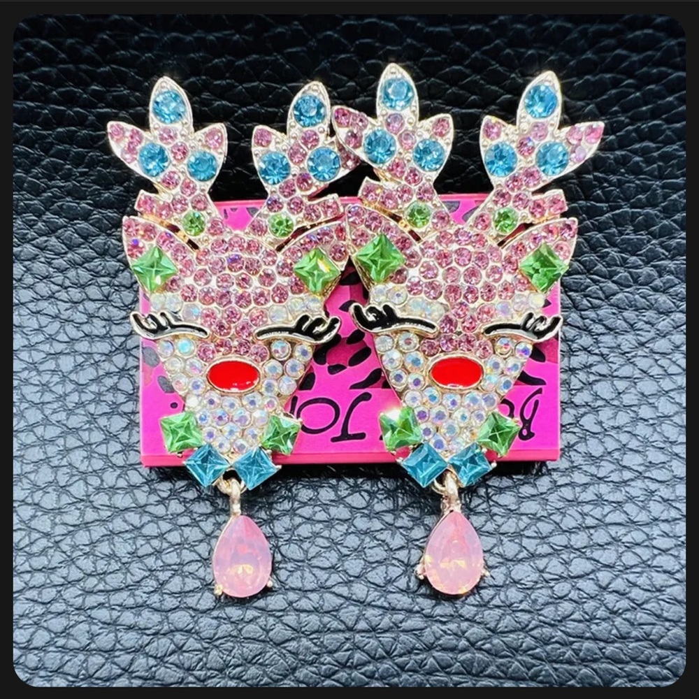 Betsey Johnson Reindeer Christmas Earrings
